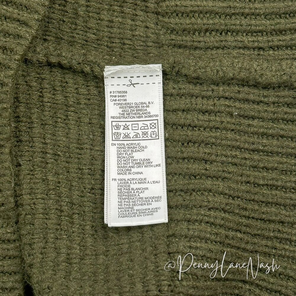 Forever21 Studded Shoulder Sweater Small S Olive - Picture 8 of 9